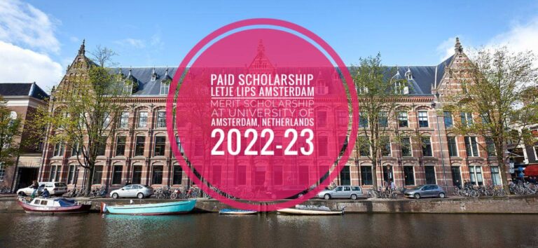 2023 Letje Lips Amsterdam Merit International Scholarships at University of Amsterdam in Netherlands