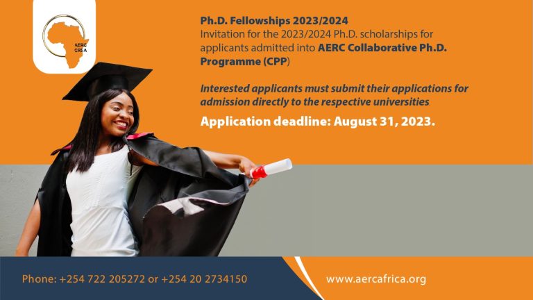 African Economic Research Consortium (AERC) 2023/2024 Ph.D Fellowships.