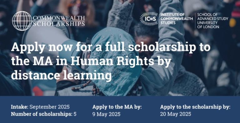 Commonwealth Distance Learning Scholarships 2025: Fully Funded MA in Human Rights (Online Programme)