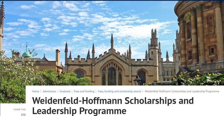 Weidenfeld-Hoffmann Scholarships and Leadership Programme 2026 | Fully Funded Oxford Graduate Scholarship