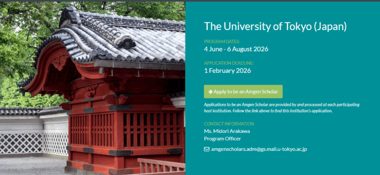 Unlock Research Excellence in Japan: The Amgen Scholars Program at the University of Tokyo 2026