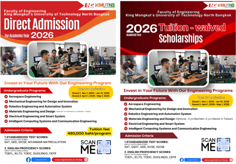 King Mongkut’s University of Technology North Bangkok 2026 Tuition-Waived Engineering Scholarships for International Students