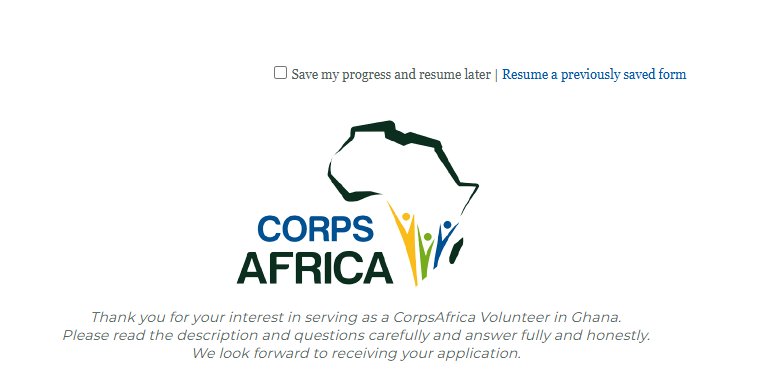 Youth Service Opportunity: CorpsAfrica Volunteer Program Ghana 2026
