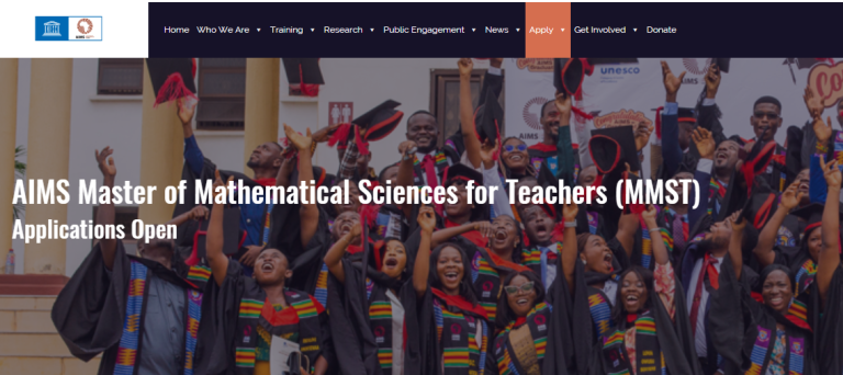 AIMS Master of Mathematical Sciences for Teachers (MMST) 2026 – Fully Funded Scholarship for African Teachers
