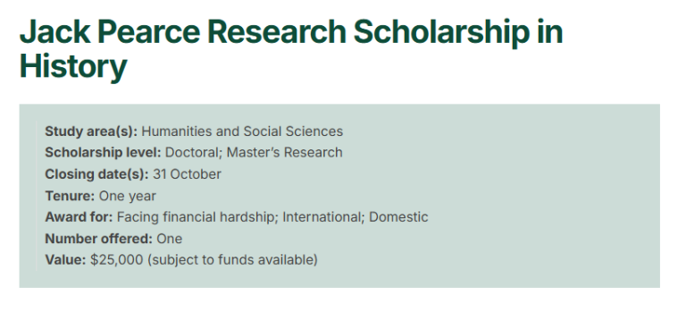 Jack Pearce Research Scholarship in History: $25,000 for Master’s and PhD Students at Victoria University of Wellington, New Zealand