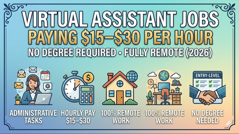 Virtual Assistant Jobs That Pay $15โ$30 Per Hour: No Degree Required, Fully Remote (2026)