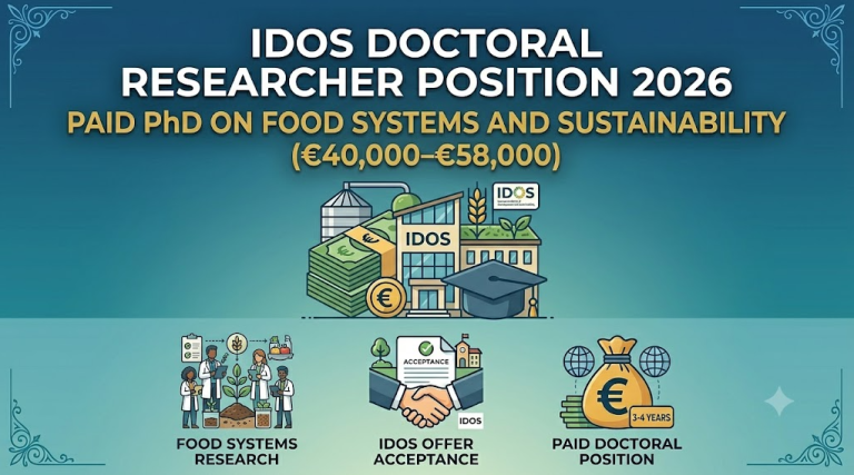 IDOS Doctoral Researcher Position 2026: Paid PhD in Germany on Food Systems and Sustainability (โฌ40,000โโฌ58,000)