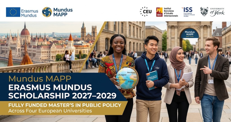 Mundus MAPP Erasmus Mundus Scholarship 2027โ2029: Fully Funded Master’s in Public Policy Across Four European Universities