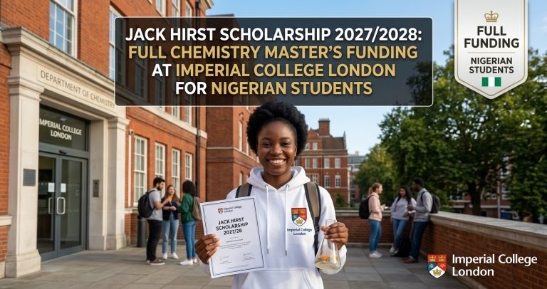 Jack Hirst Scholarship 2027/2028: Full Chemistry Master’s Funding at Imperial College London for Nigerian Students