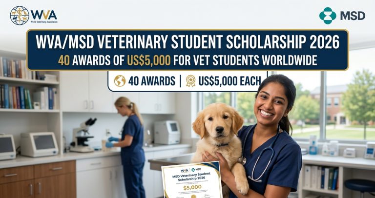 WVA/MSD Veterinary Student Scholarship 2026: 40 Awards of US$5,000 for Vet Students Worldwide